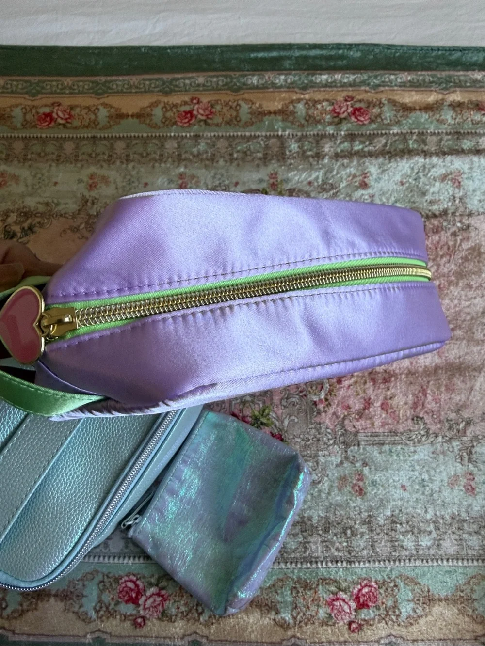 Lilac and Iridescent Cosmetic Pouch Set - Women Bags
